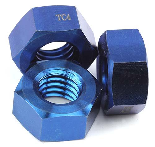 TC4 Titanium Alloy Anodizing Hex Nuts